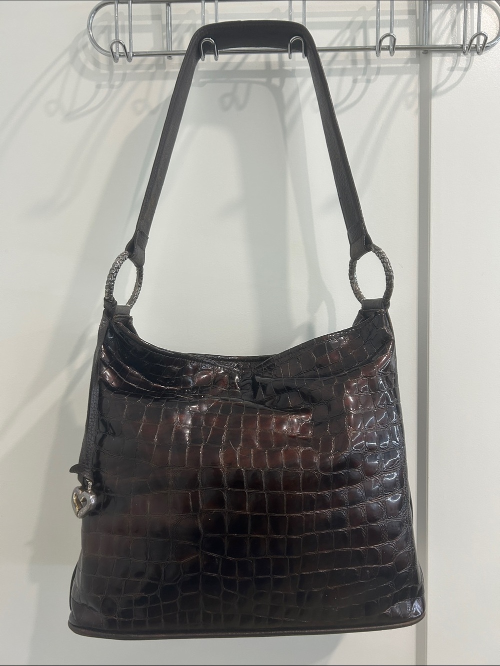 Brighton Cher Patent Croc-Embossed Leather Shoulder Bag